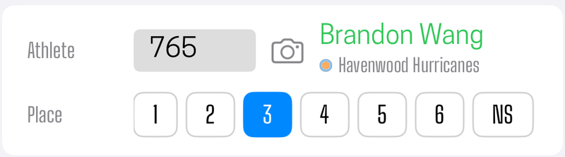 One place button per lane, with NS on the end for anything that does not score