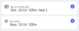 One tap fills the form with the next heat on the sheet, or repeats the last one